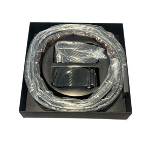 Yoetey Adjustable Belts 2 Piece Mens One Size Black Blue Leather Ratchet Buckles